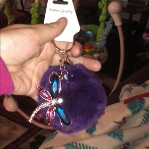 Purple keychain Pom Pom